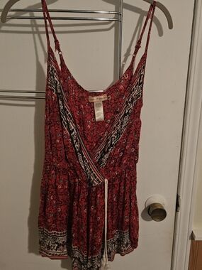 Band of Gypsies Red Floral Print Romper